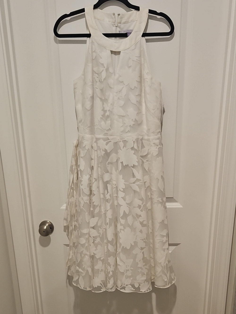 dressbarn White Floral Overlay Halter Dress